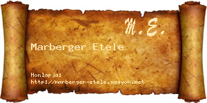 Marberger Etele névjegykártya